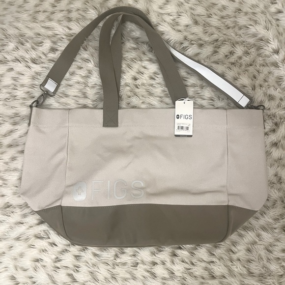 Figs Bags Nwt Figs Reflective Laminated Tote In Tan Poshmark